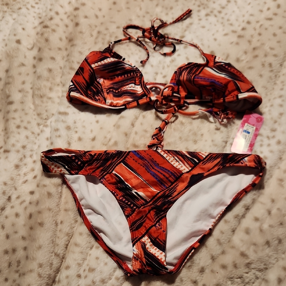 Xhilaration Women's Bikini in Red, Orange and Black
